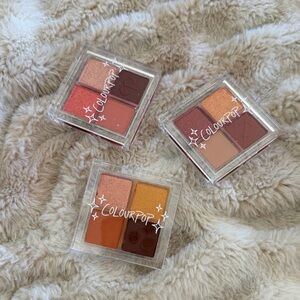 New ColourPop Quad Eyeshadow Set of 3 Peach, Coral, Gold & Brown Tones